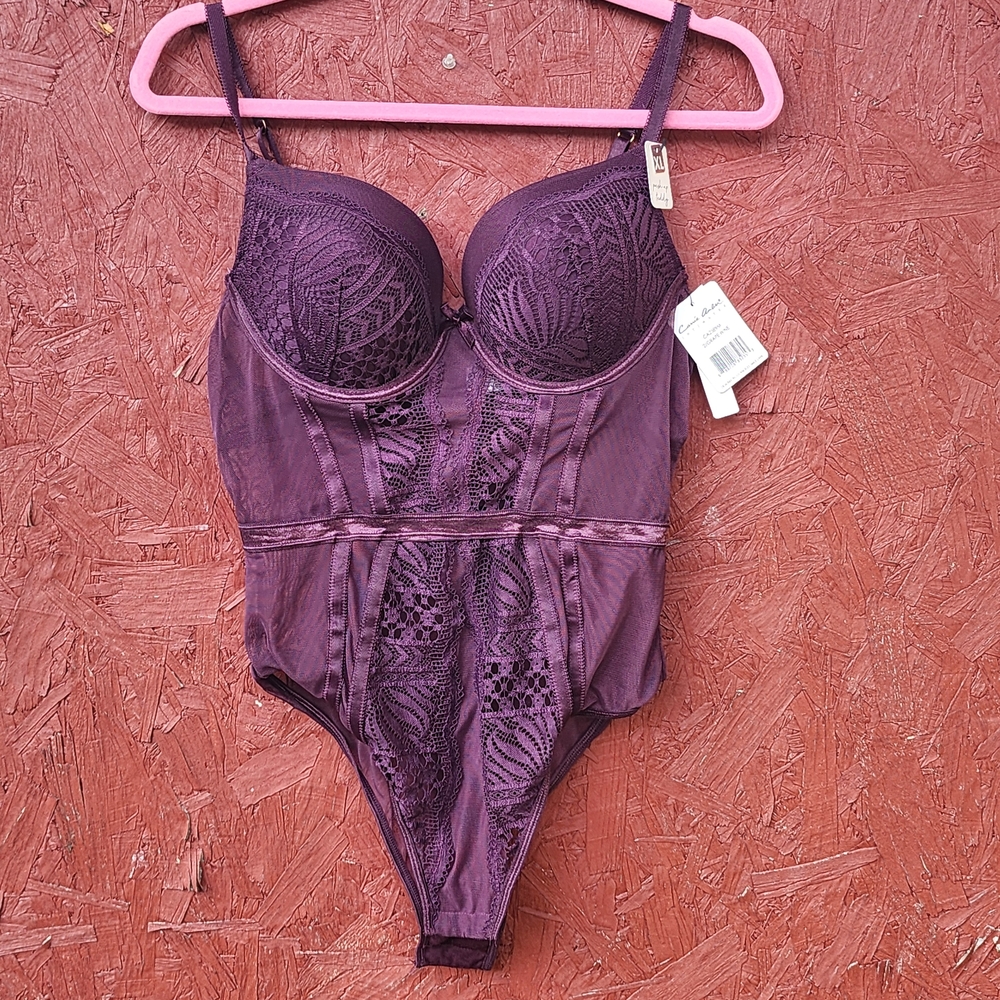 Chic Purple Lace Bra Bodysuit